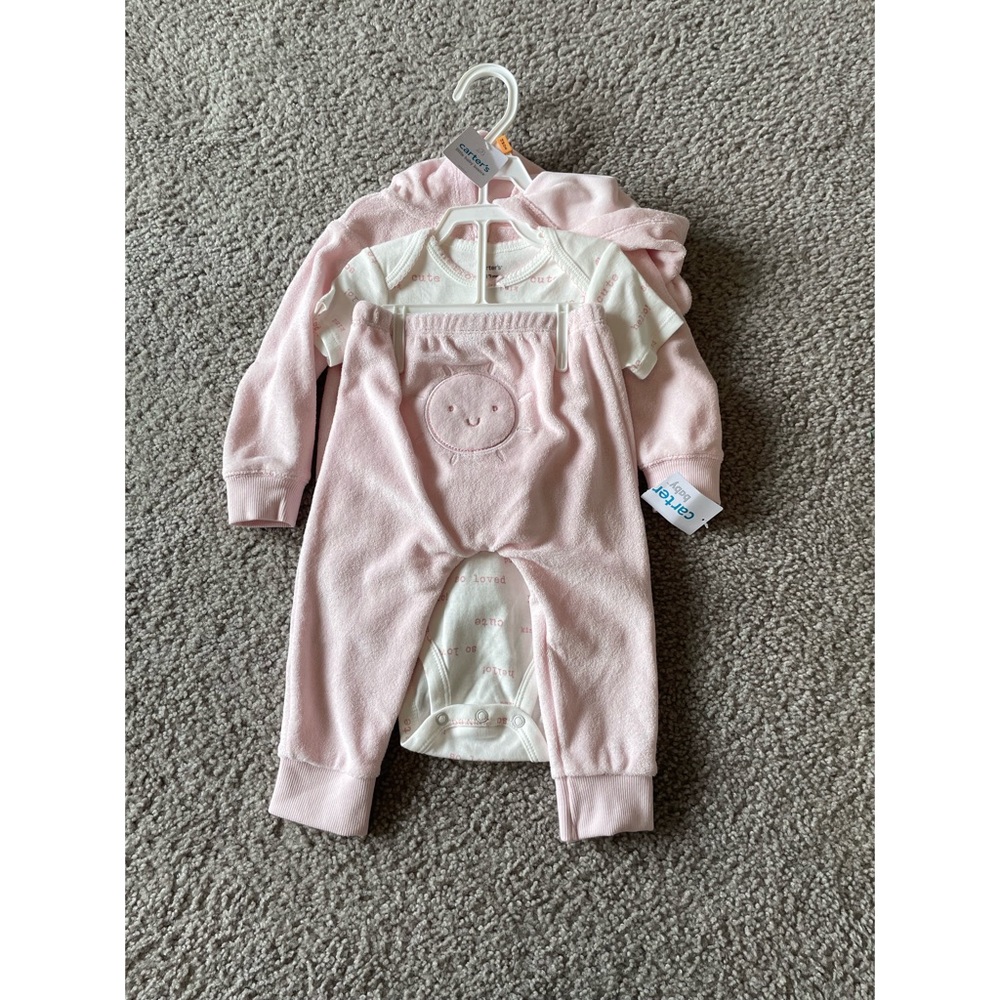 NWT Terry Cloth Pink 3 piece set